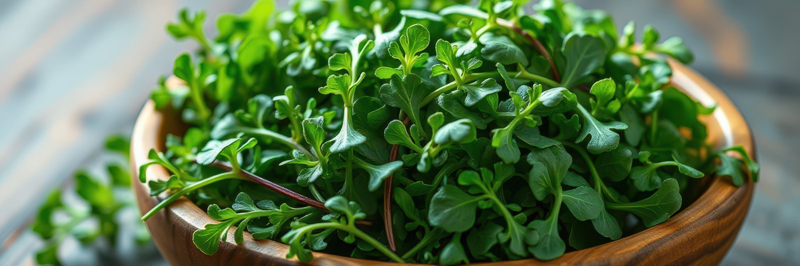 Freshly harvested herbs arranged in a wooden bowl ready for culinary use in a bright kitchen setting